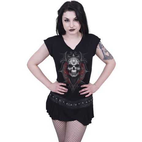 HIGH PRIESTESS - Stud Waist Mini Dress Black