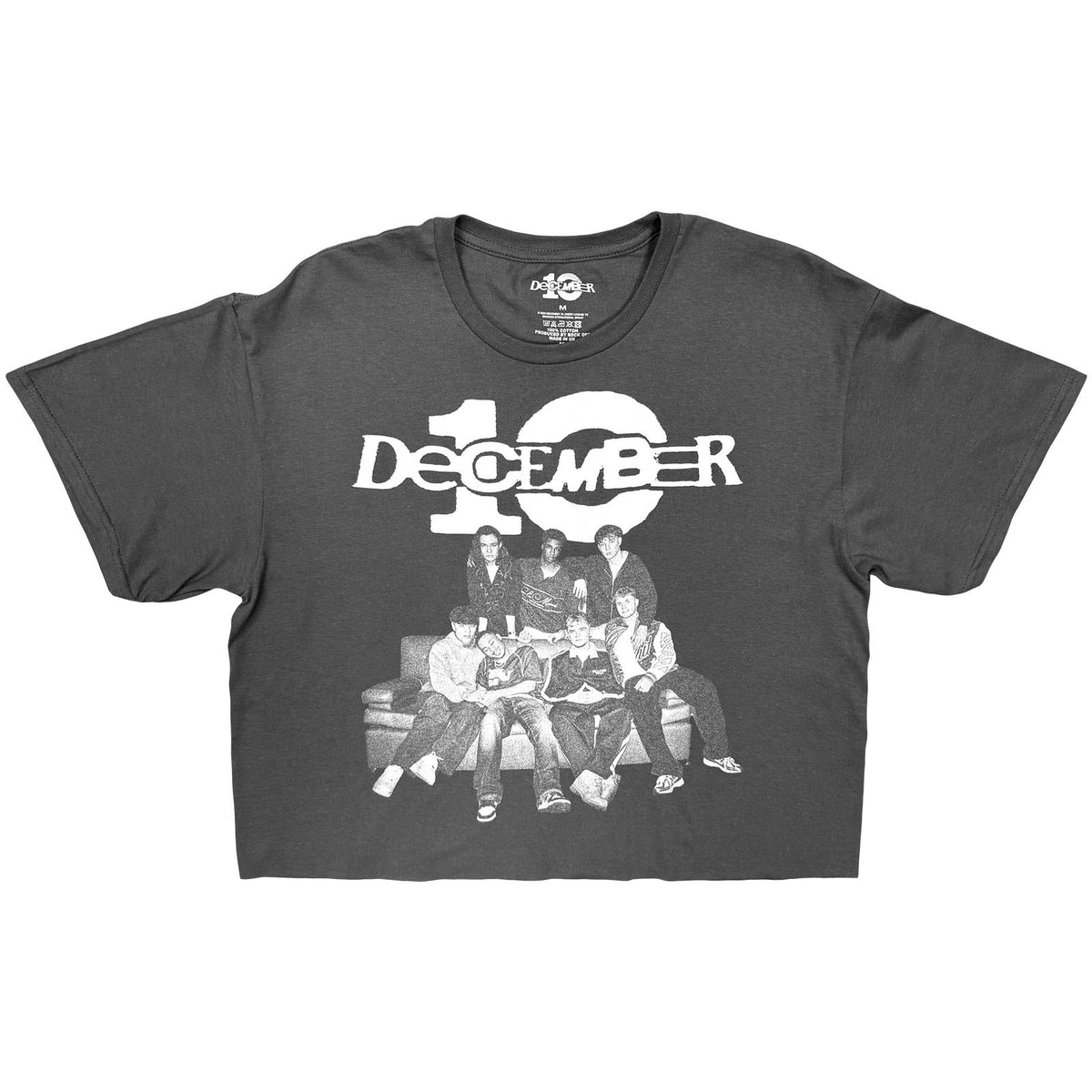 DECEMBER 10. - GROUP WHITE LOGO - Ladies Crop Top Charcoal Grey