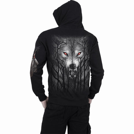 FOREST WOLF - Felpa con cappuccio con zip intera nera