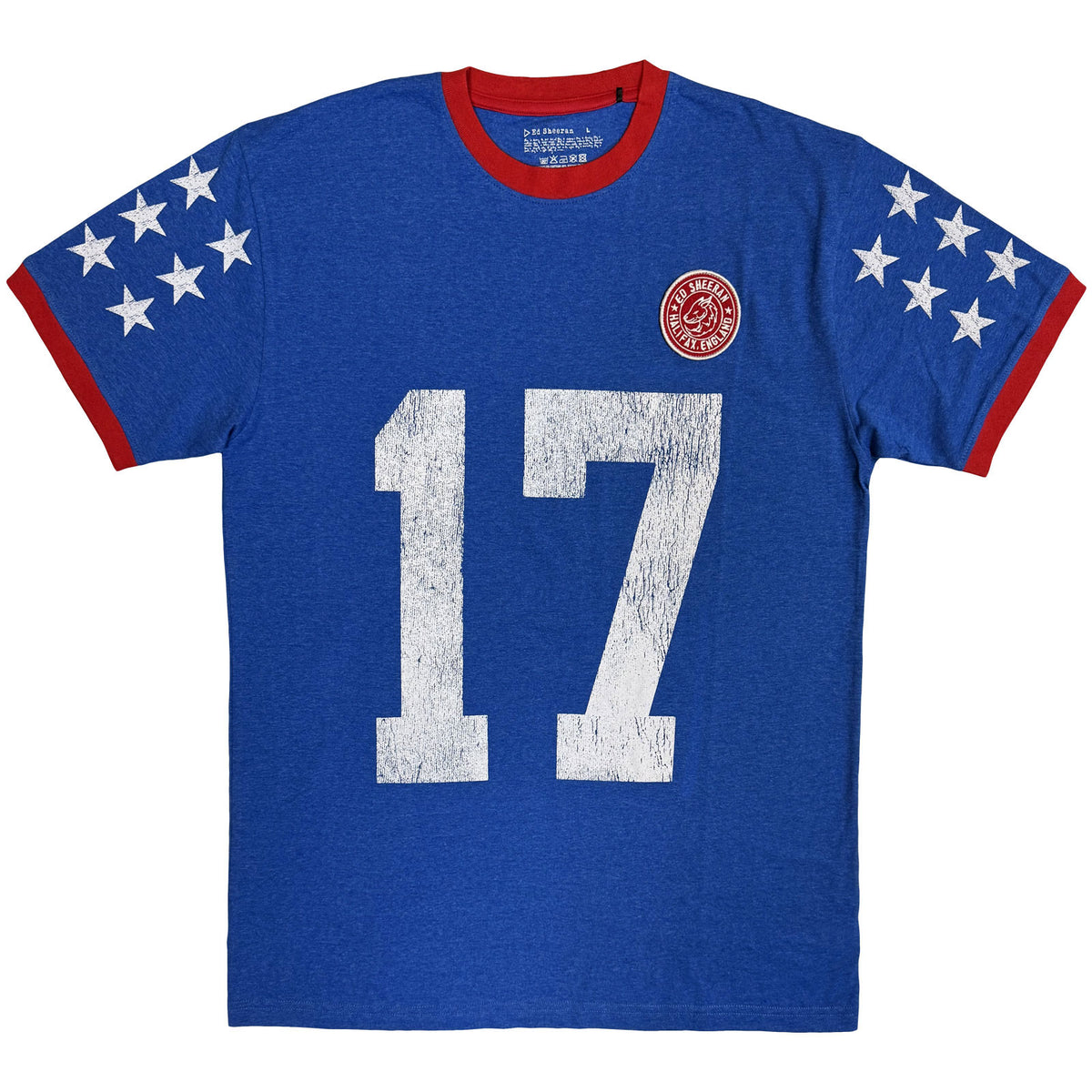 ED SHEERAN - PLAY 17 - Ringer T-Shirt Blue