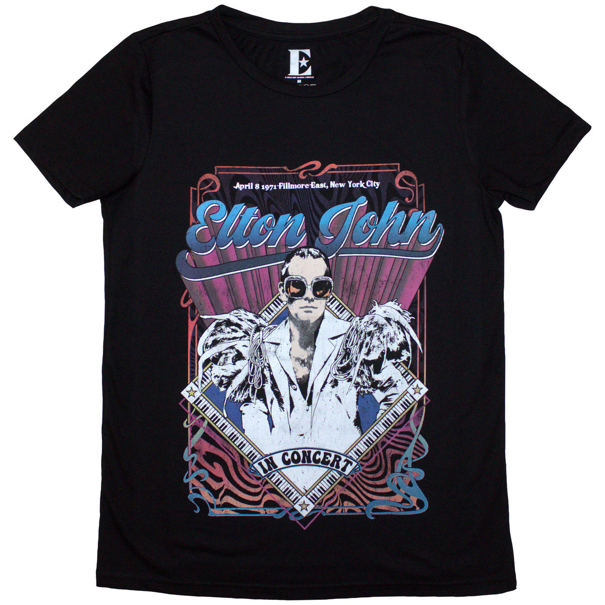 ELTON JOHN - PSYCH VINTAGE - Ladies T-Shirt Black