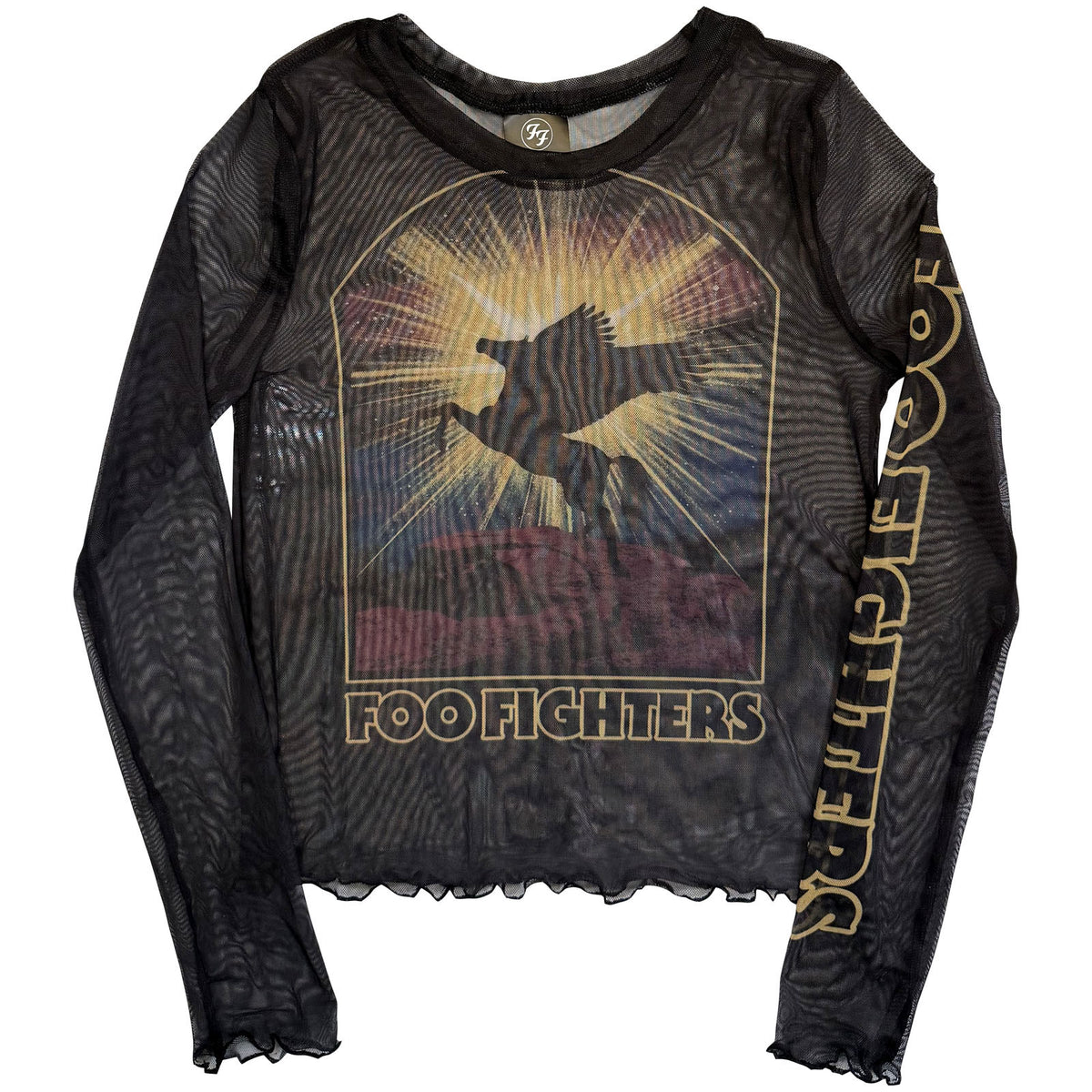 FOO FIGHTERS - PEGASUS - Ladies Long Sleeve Crop Top Black