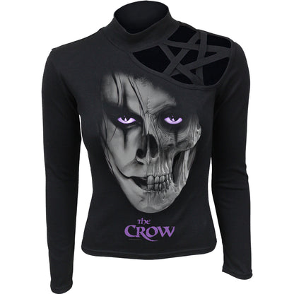 THE CROW - SKULL FACE - Top a maniche lunghe con spalla a pentagramma