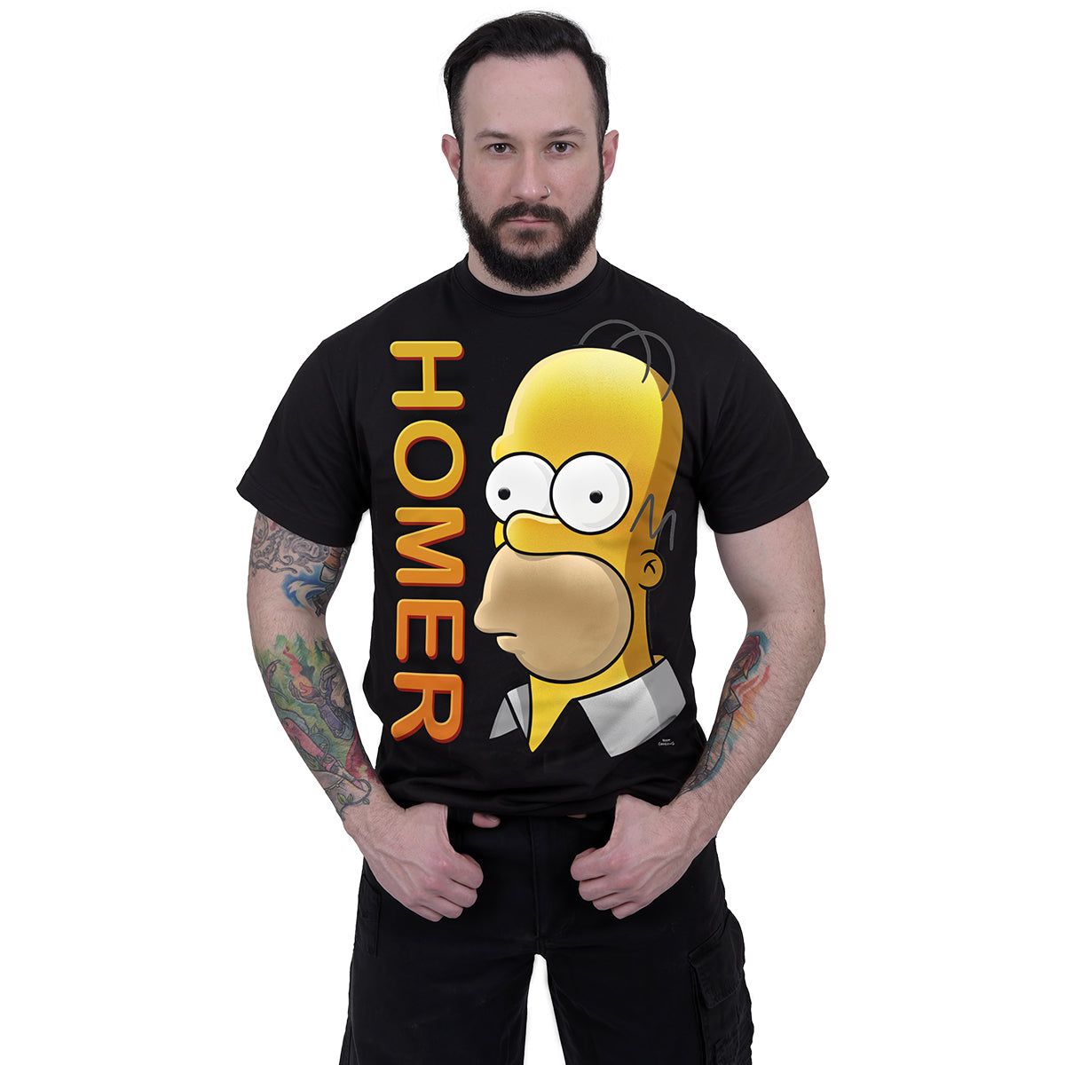 THE SIMPSONS - HOMER PORTRAIT - Front Print T-Shirt Black