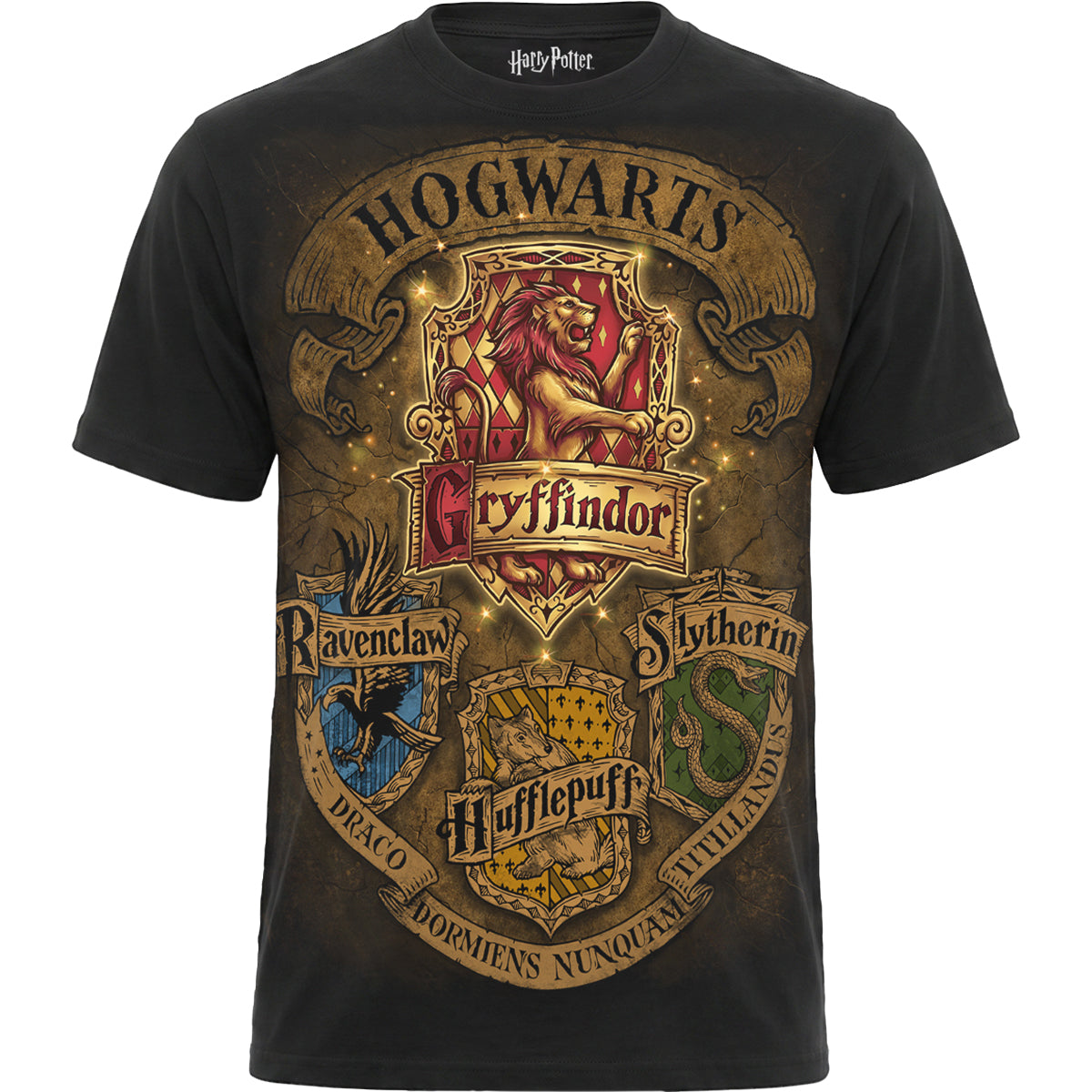 HARRY POTTER - GRYFFINDOR CREST II - Front Print T-Shirt Black