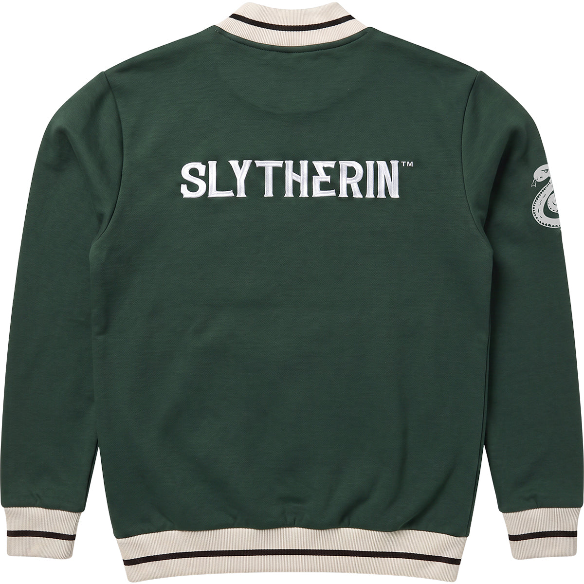 HARRY POTTER - SLYTHERIN CREST SLOGAN - Baseball Jacket Dk Green Grey Trim