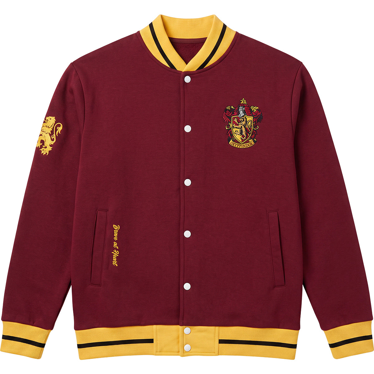 HARRY POTTER - SLOGAN CON LO STEMMA DI GRIFONDOR - Giacca da baseball marrone scuro con bordi gialli