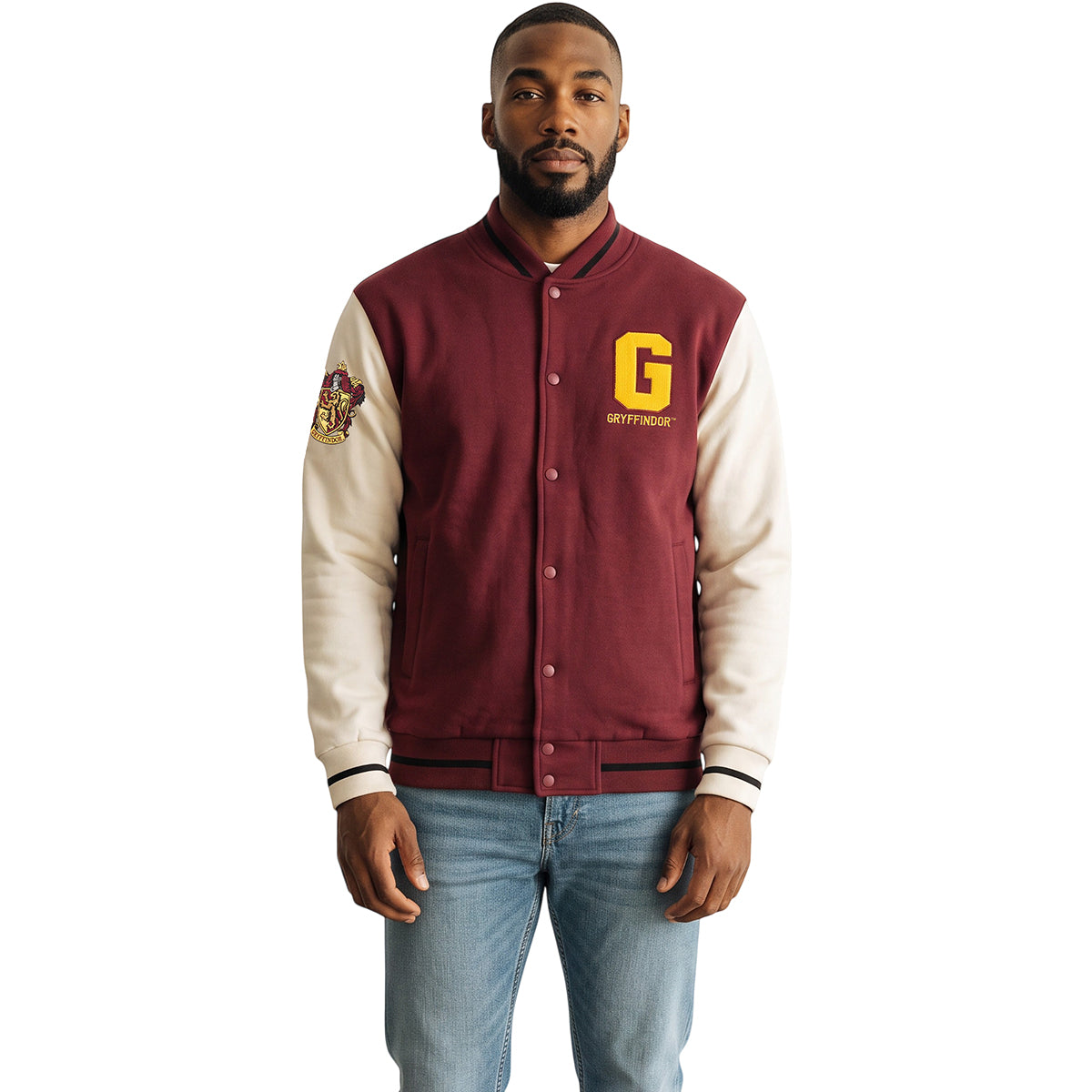 HARRY POTTER - GRYFFINDOR VARSITY - Giacca da baseball marrone scuro con dettagli argentati B