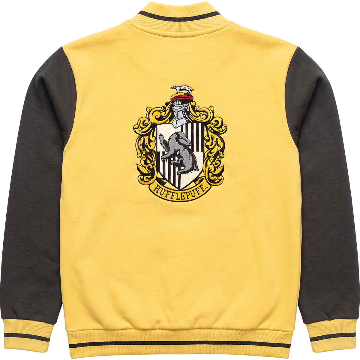 HARRY POTTER - NOME DELLA CASA HUFFLEPUFF - Giacca da baseball giallo scuro con dettagli argentati a contrasto A