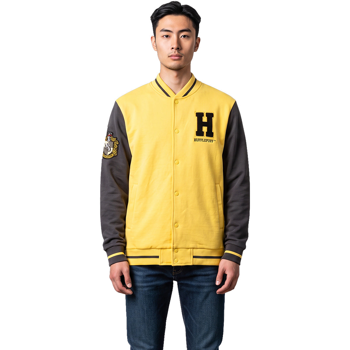 HARRY POTTER - HUFFLEPUFF VARSITY - Giacca da baseball giallo scuro con dettagli argentati a contrasto B