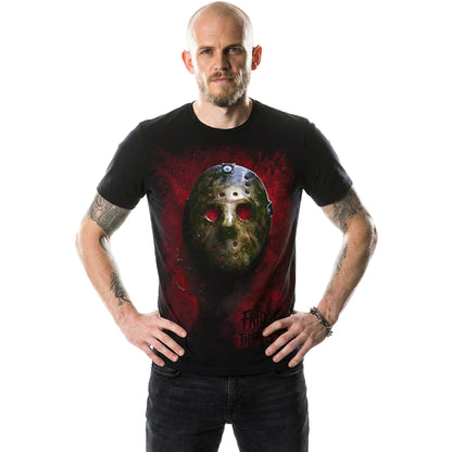 FRIDAY THE 13TH - BLOOD MASK - Front Print T-Shirt Black