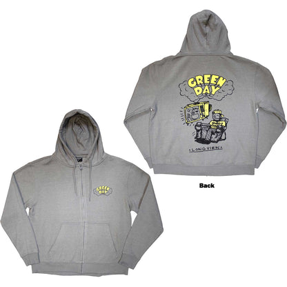 GREEN DAY - LONGVIEW DOODLE - Zipped Hoodie Grey