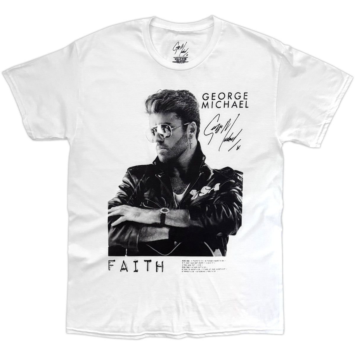 GEORGE MICHAEL - FAITH TRACKLIST - T-Shirt White