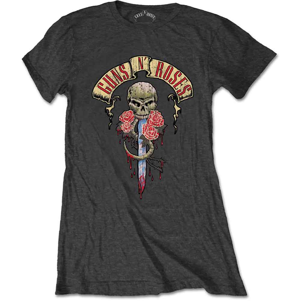 GUNS N' ROSES - DRIPPING DAGGER - Ladies T-Shirt Grey