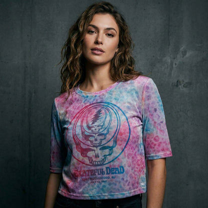 GRATEFUL DEAD - CONCENTRIC SKULLS - Ladies Crop Top Blue
