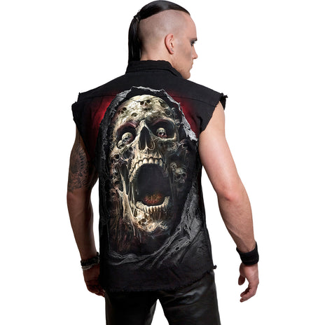 SCREAMING DEATH - Operaio senza maniche lavato a pietra nero