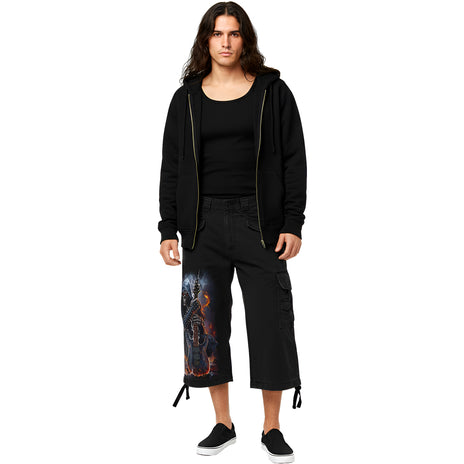 DEATH ROCKER - Pantaloncini Cargo Vintage 3/4 lunghi neri