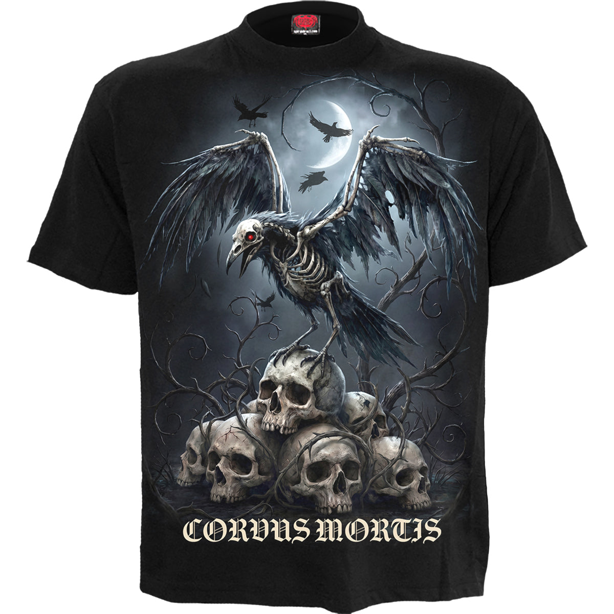 CORVUS MORTIS  - Maglietta con stampa sul davanti, nera