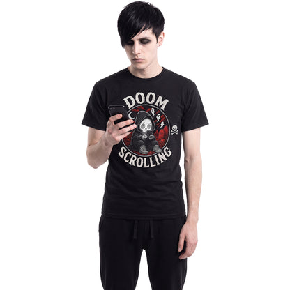DOOM SCROLLING  - Front Print T-Shirt Black