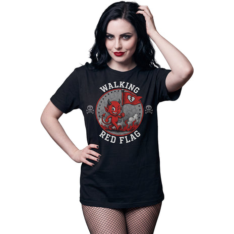 RED FLAG - Maglietta con stampa frontale, nera