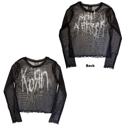 KORN - STILL A FREAK - Ladies Long Sleeve Crop Top Black