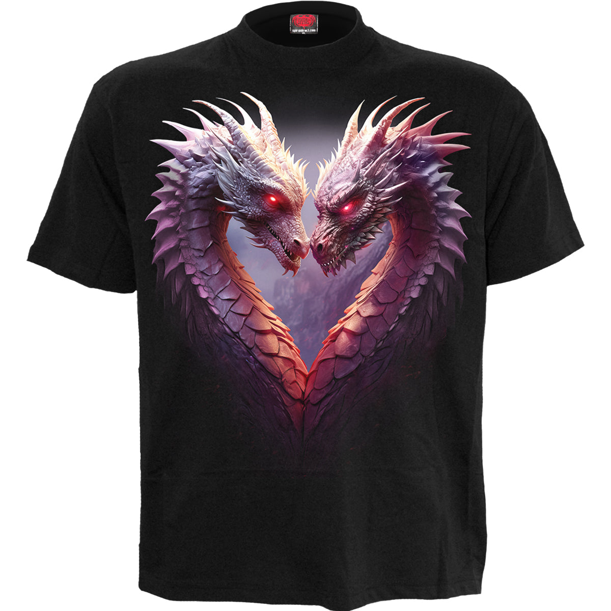 HEART OF DRAGONS - Front Print T-Shirt Black