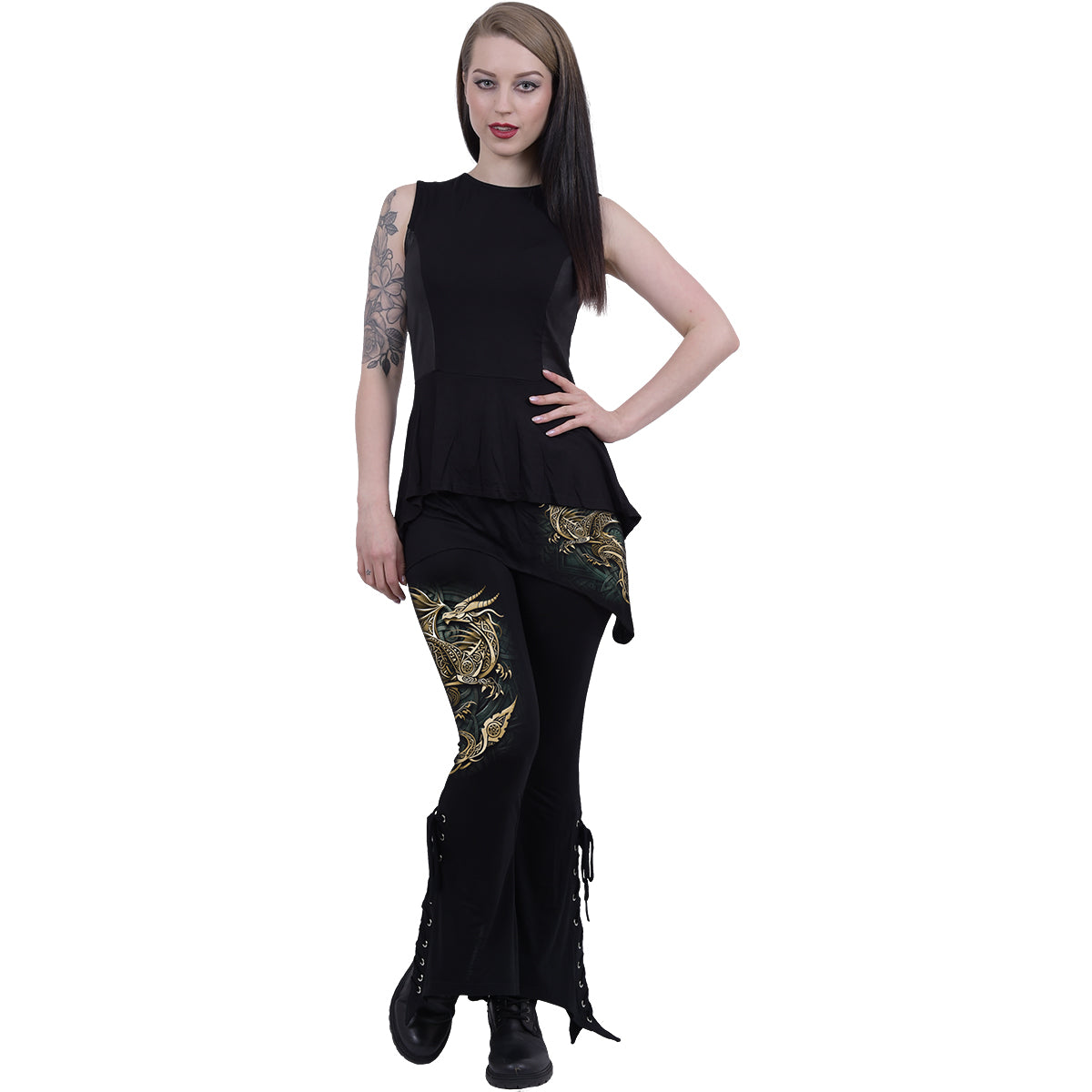 CELTIC DRAGON - Leggings 2in1 con taglio a stivale e microgonna a fessura