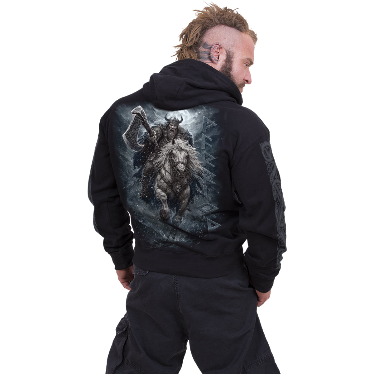 VIKING RAMPAGE - Felpa con cappuccio nera