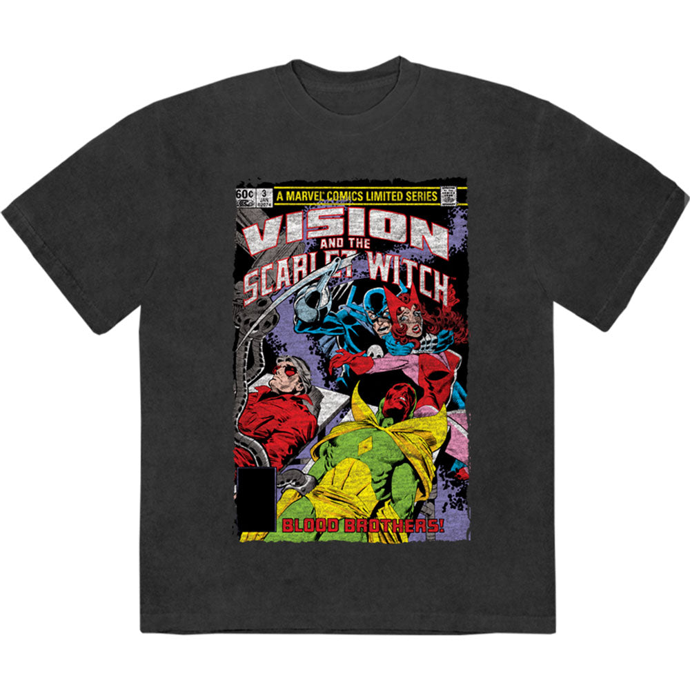 MARVEL COMICS - VISION/SCAR WITCH BLOOD BROS - Stone Wash T-Shirt Black
