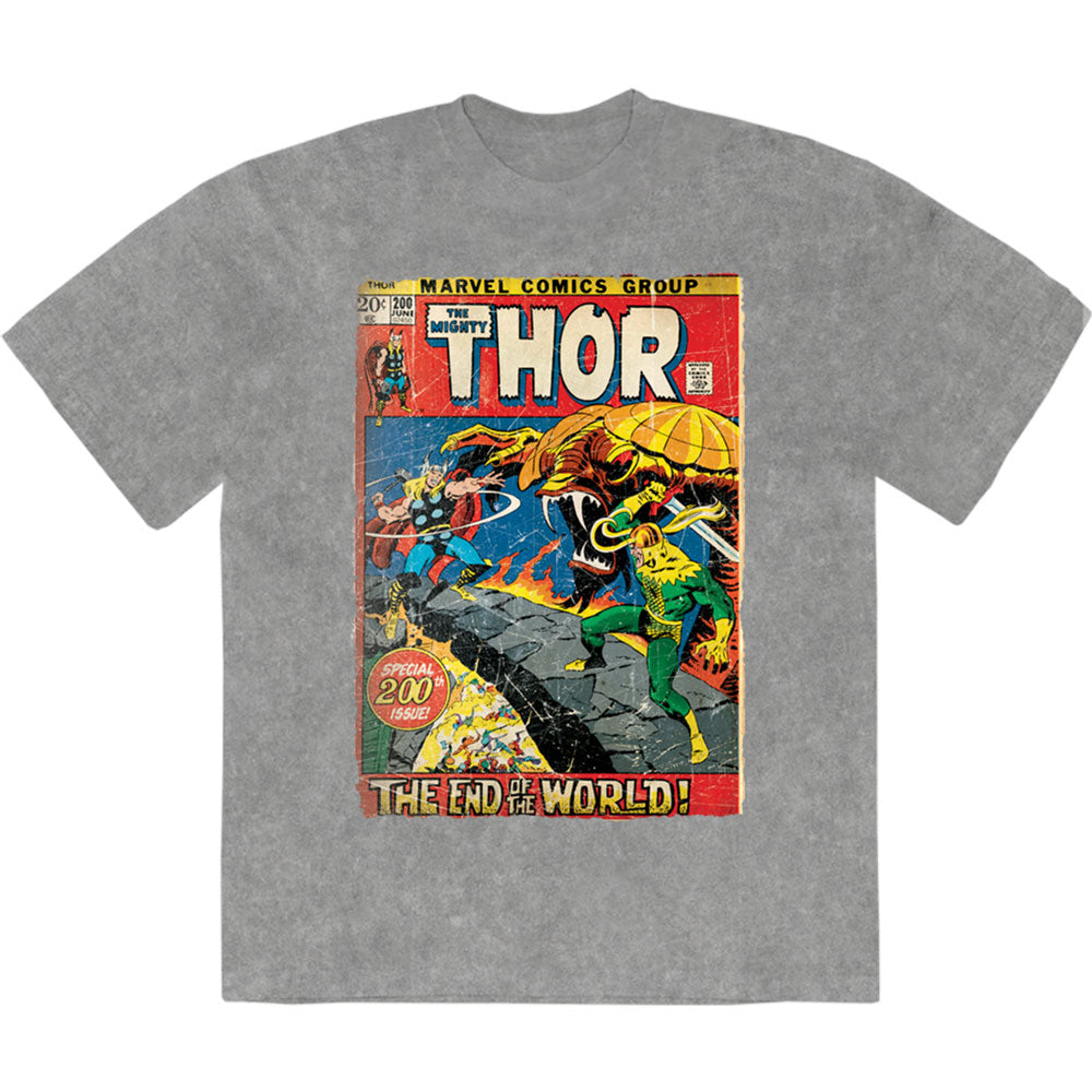 MARVEL COMICS - THOR END OF THE WORLD - Stone Wash T-Shirt Grey