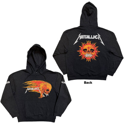 METALLICA - WORN PUSHEAD FLAMING SKULL - Pullover Hoodie Grey