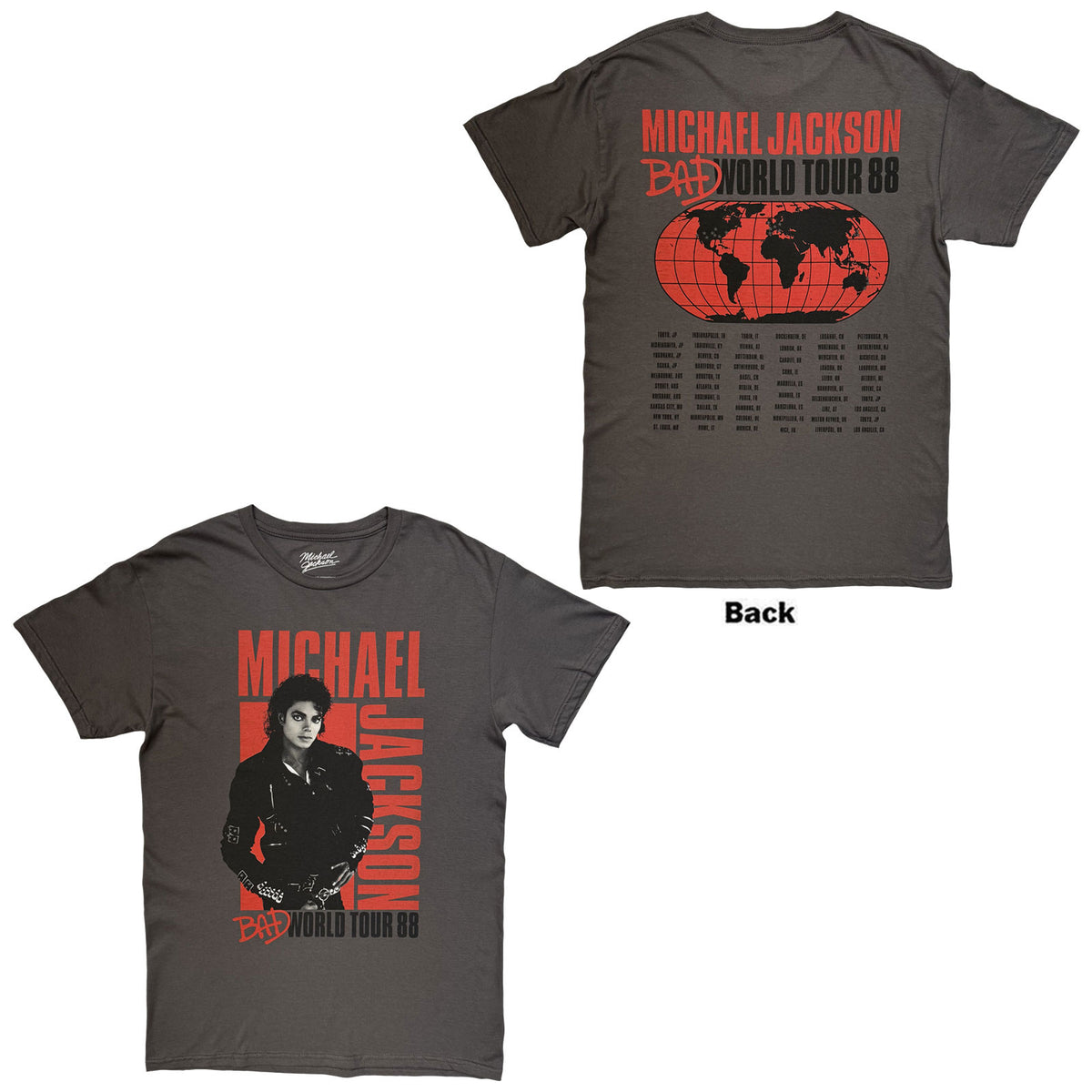 MICHAEL JACKSON - BAD WORLD TOUR '88 - T-Shirt Grey