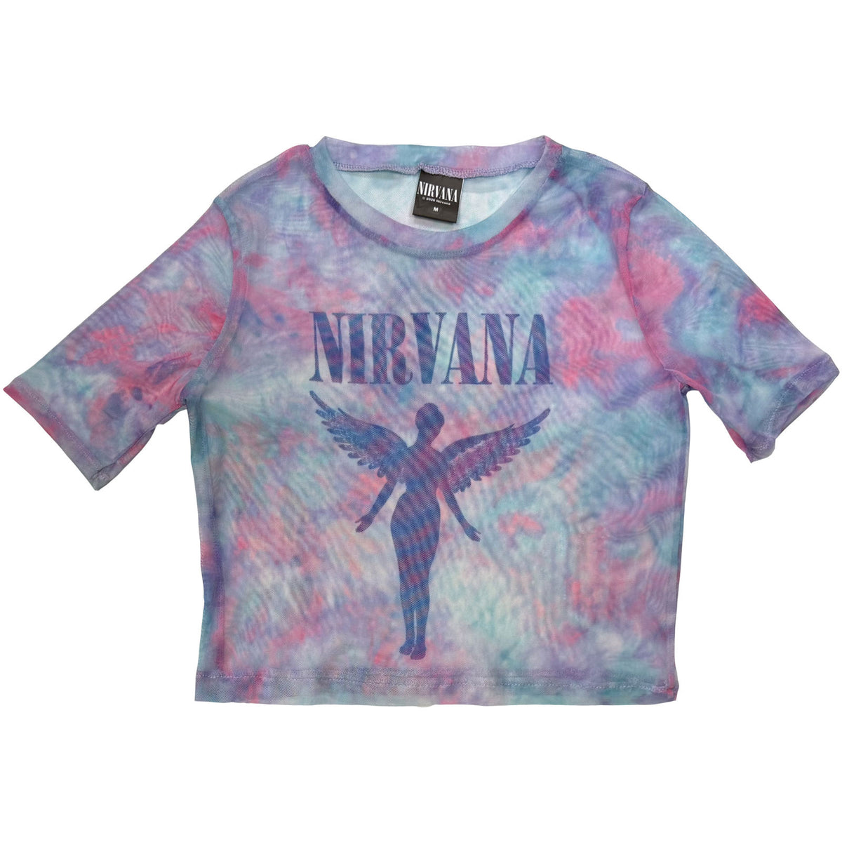 NIRVANA - ANGELIC BLUE MONO - Ladies Crop Top White