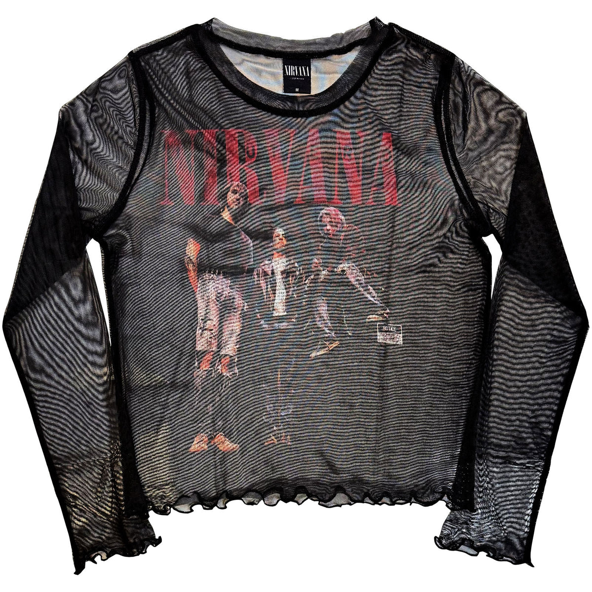 NIRVANA - IN UTERO BAND PHOTO - Ladies Long Sleeve Crop Top Black