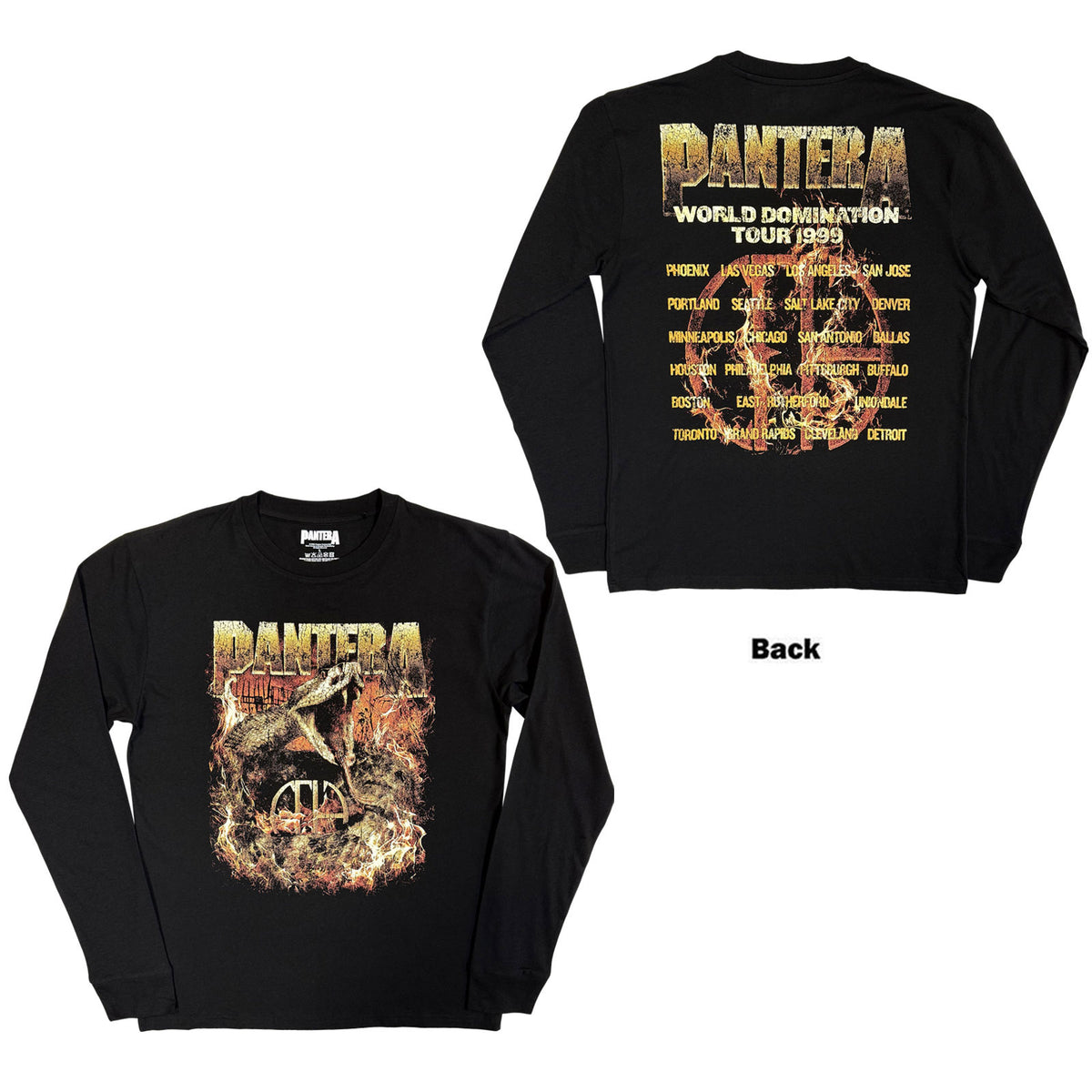 PANTERA - WORLD DOMINATION TOUR - Long Sleeve T-Shirt Black