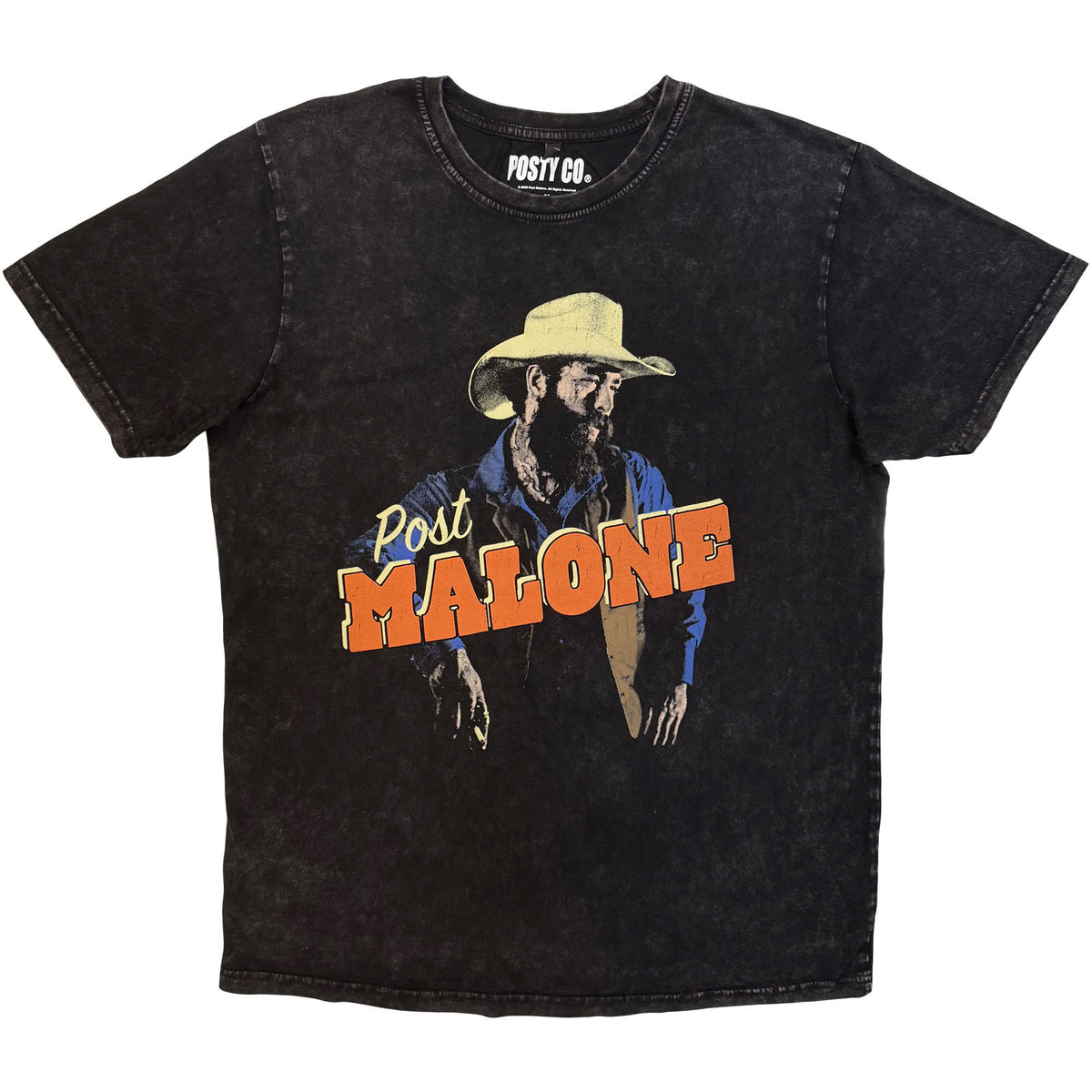 POST MALONE - COWBOY - Stone Wash T-Shirt Black