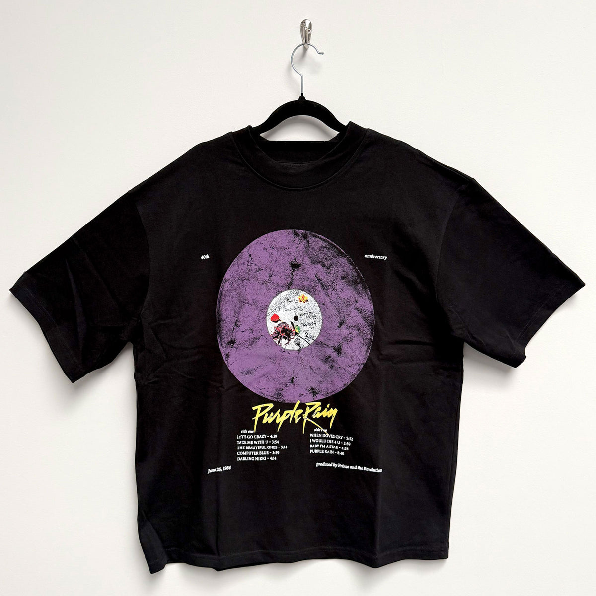 PRINCE - PURPLE RAIN DISC - Oversized Boxy T-Shirt Black