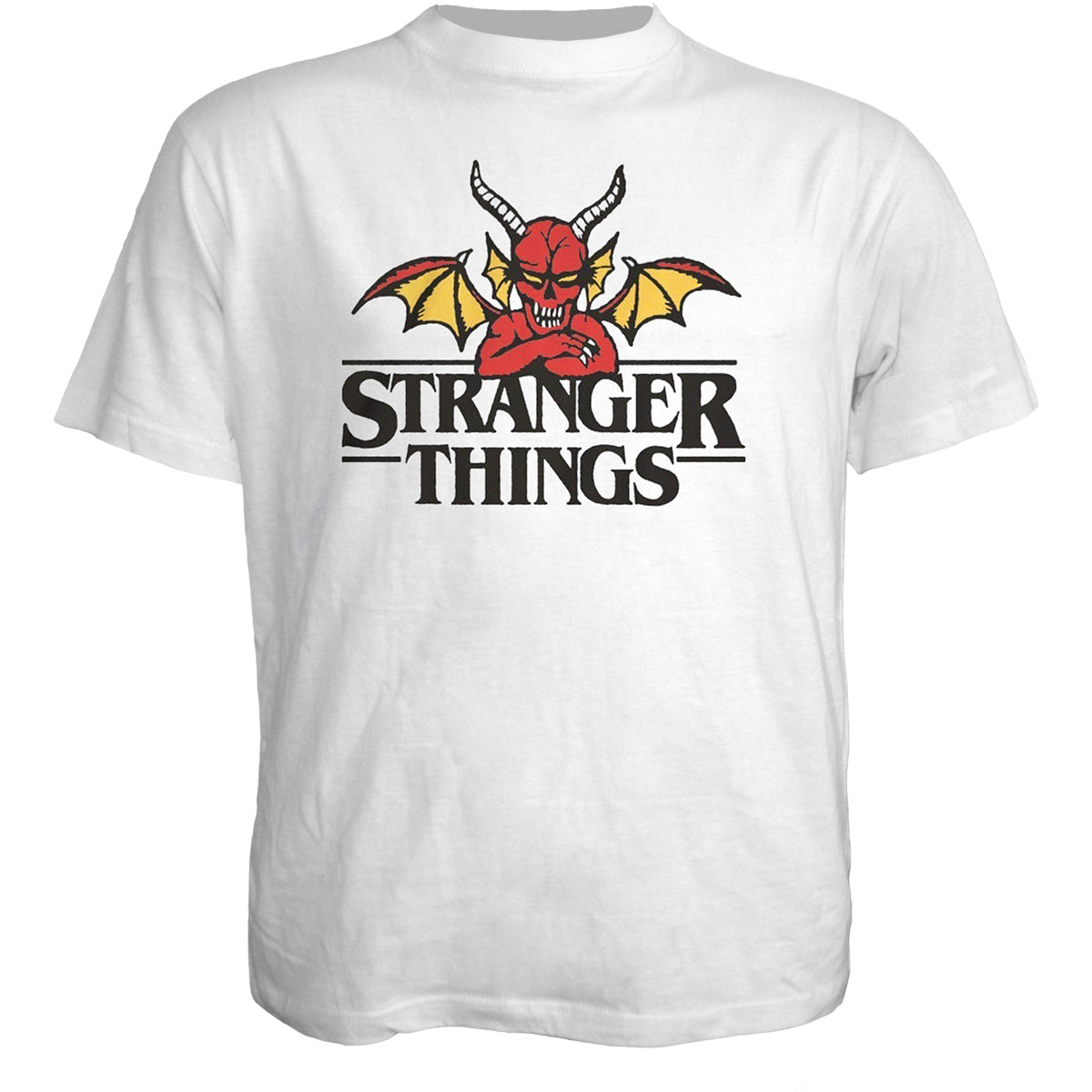 STRANGER THINGS - DEMON - Front Print T-Shirt White