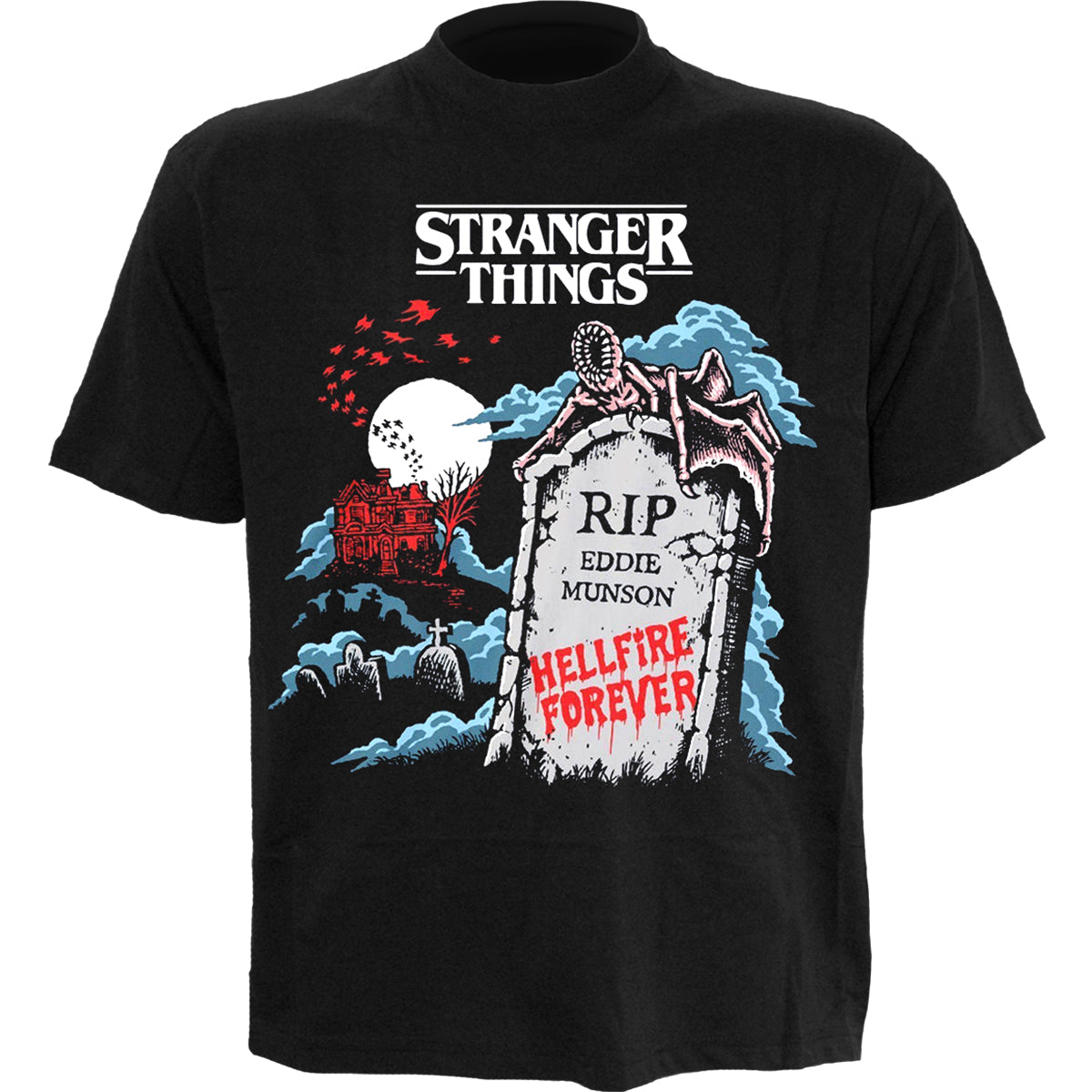 STRANGER THINGS - RIP EDDIE - Front Print T-Shirt Black