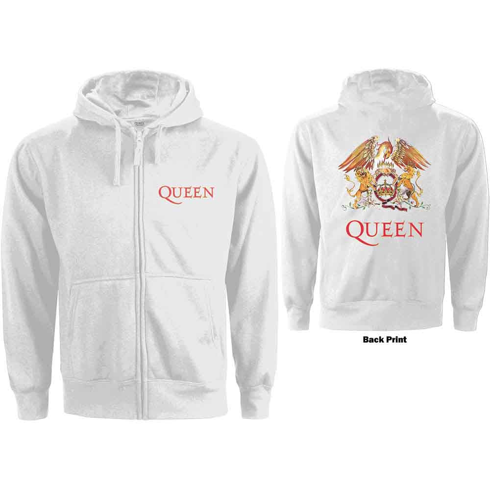 QUEEN - CLASSIC CREST - Ladies Zipped Hoodie White
