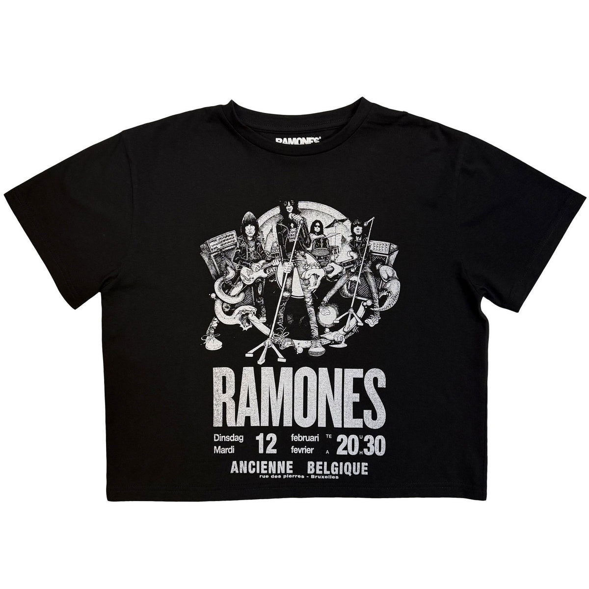 RAMONES - BELGIQUE - Ladies Crop Top Black