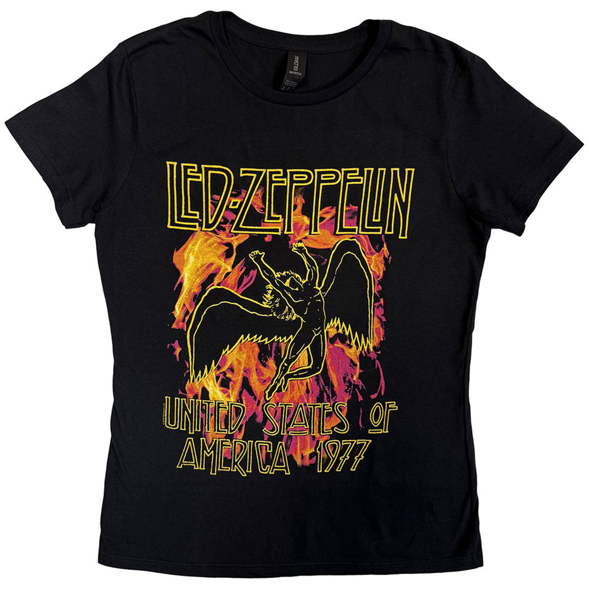 LED ZEPPELIN - BLACK FLAMES - Ladies T-Shirt Black