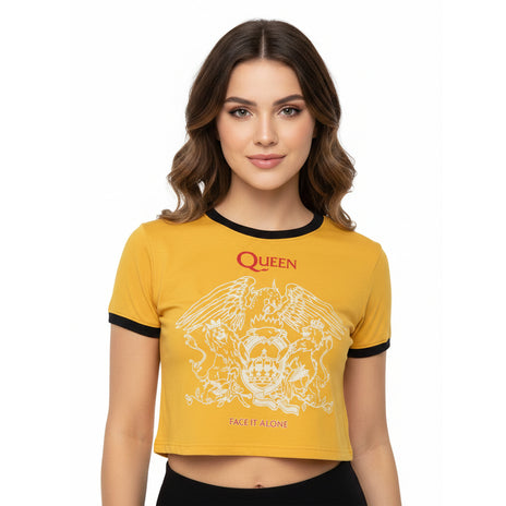 QUEEN - FACE IT ALONE CREST - Crop Top Yellow