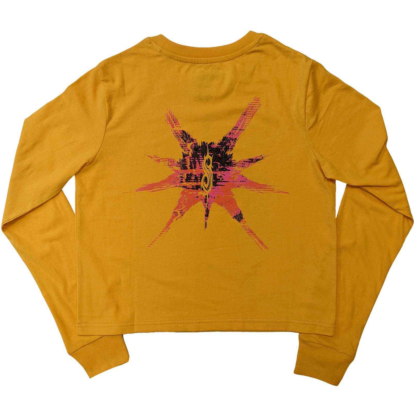 SLIPKNOT - THE END, SO FAR BARCODE - Long Sleeve Crop Top Yellow (Back Print)