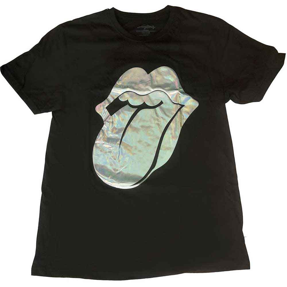THE ROLLING STONES - FOIL TONGUE - Ladies T-Shirt Black