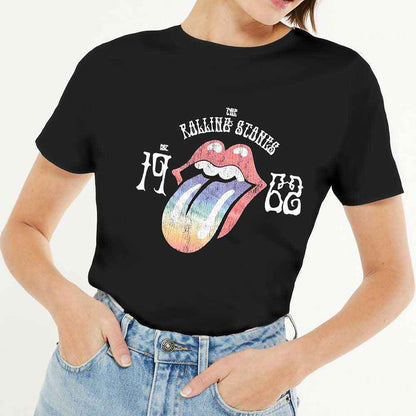 THE ROLLING STONES - SIXTY RAINBOW TONGUE '62 - Ladies T-Shirt Black