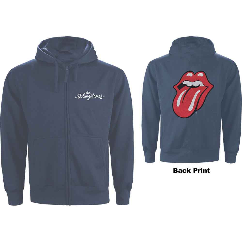 THE ROLLING STONES - CLASSIC TONGUE - Zipped Hoodie Blue