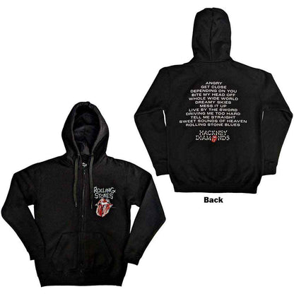 THE ROLLING STONES - HACKNEY DIAMONDS TRACKLIST - Zipped Hoodie Black