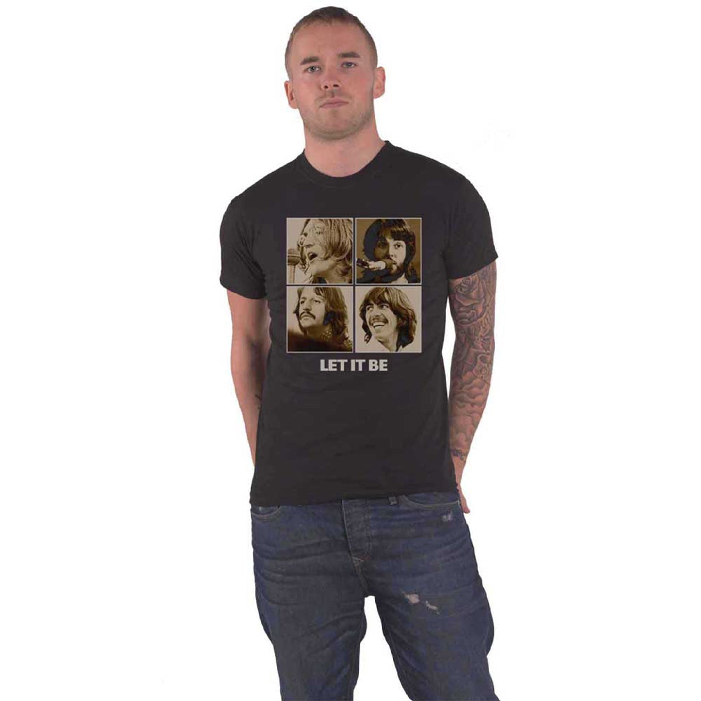 BEATLES, THE - LET IT BE SEPIA - Maglietta nera