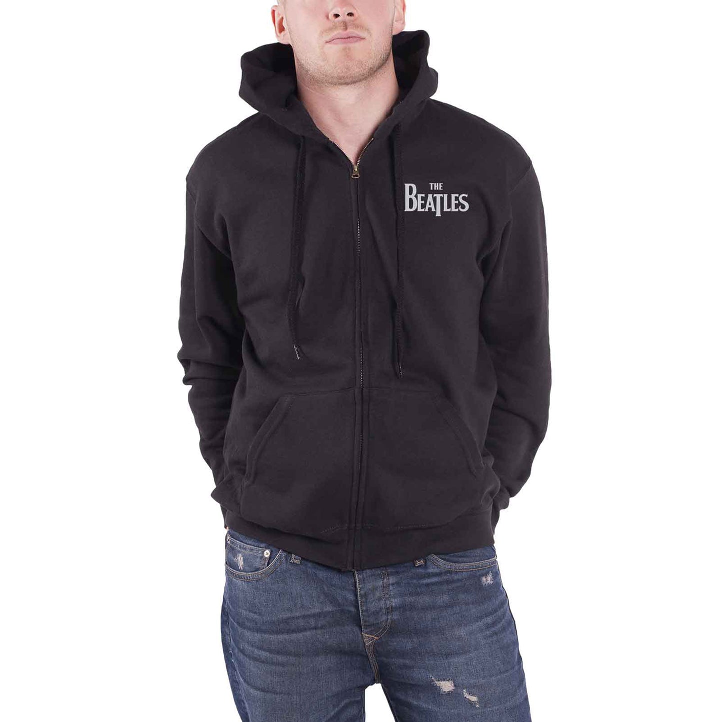 BEATLES, THE - DROP T LOGO - Zipped Hoodie Black (Back Print)